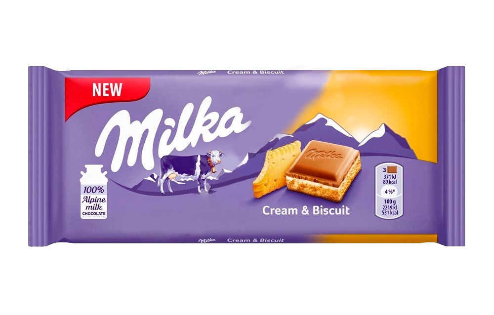 Милка грамм. Шоколад Milka Cream Biscuit 100г. Шоколад Милка молочный крем бисквит Cream &Biscuit 100г*18шт.(Болгария). Шоколад Милка Cream & Biscuit 100гр (18). Шоколад Милка Cream Biscuit 100g.