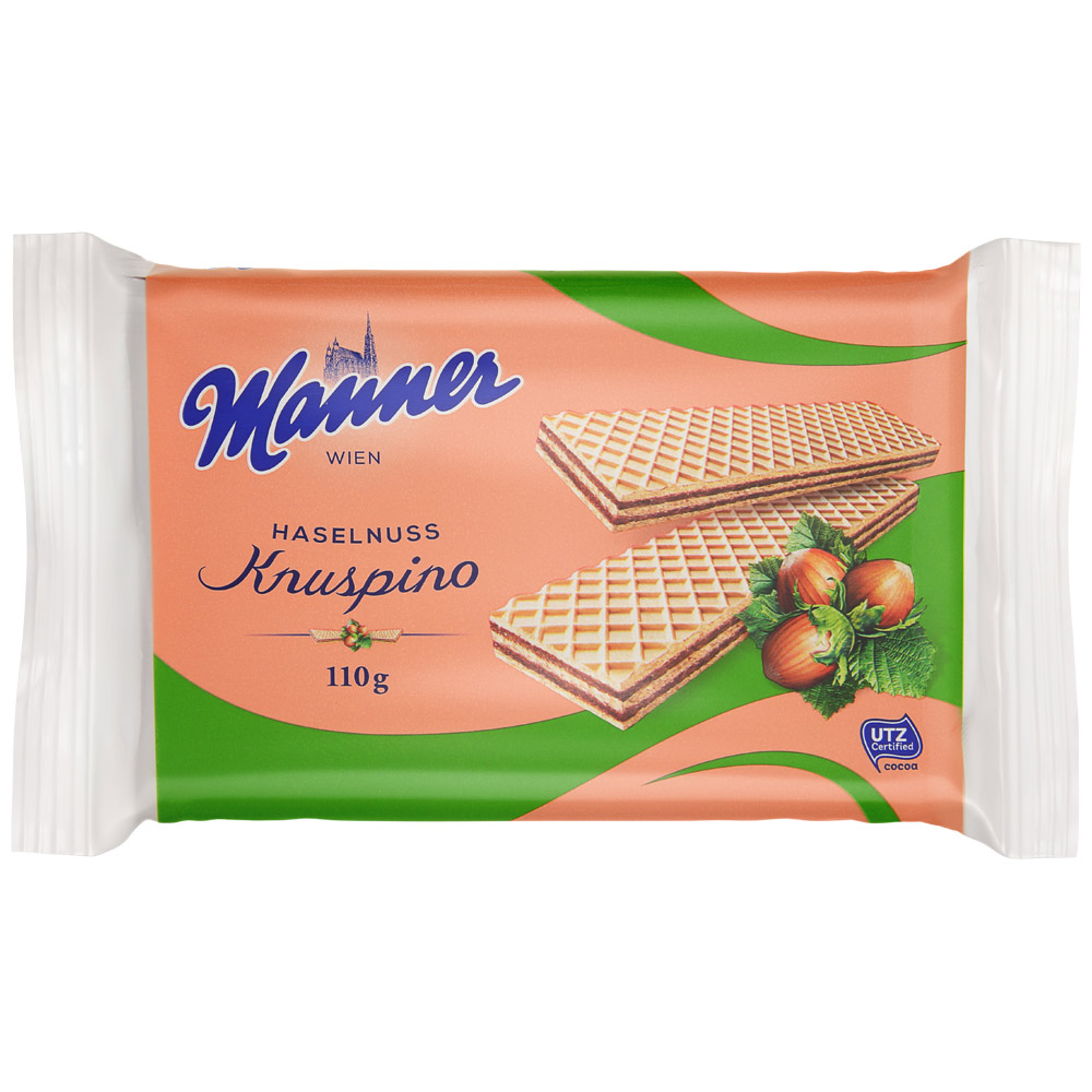 Manner Knuspino вафли с ореховым кремом 110г. Manner вафли реклама. Manner. Manner вафли купить.