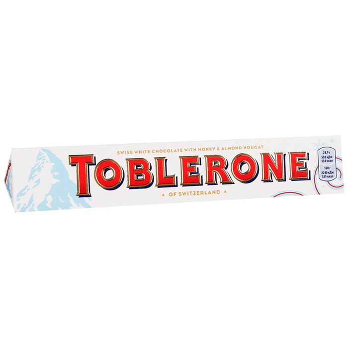 Toblerone White Chocolate with Honey&Almond Nougat белый шоколадный батончик 100 гр - фото 34577
