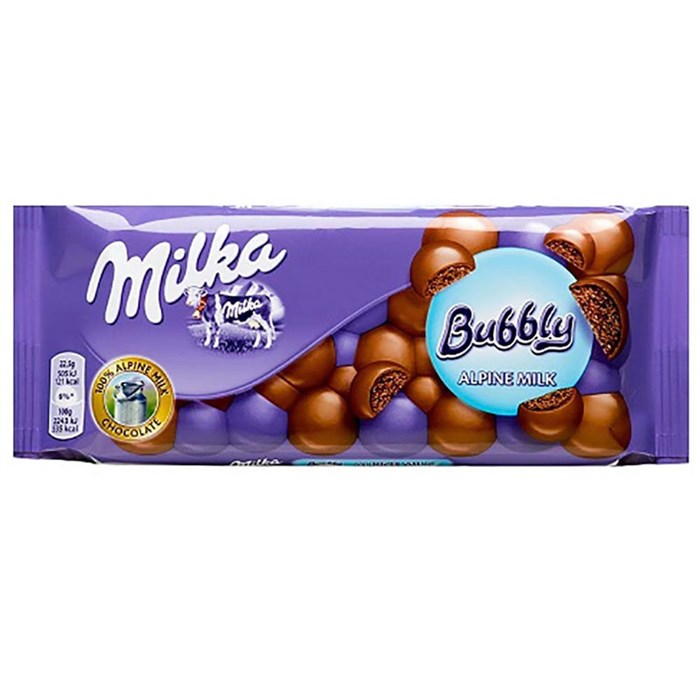 Milka Bubbly Alpine Milk шоколадная плитка молочная 90 гр - фото 34767