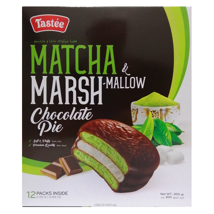 Tastee Matcha Marshmallow Chocolate Pie печенье 300 гр - фото 35009