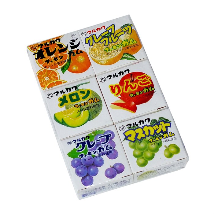 Marukawa жевательная резинка ассорти 6 вкусов: апельсин, грейпфрукт, дыня, яблоко, виноград 32,4 гр - фото 35155