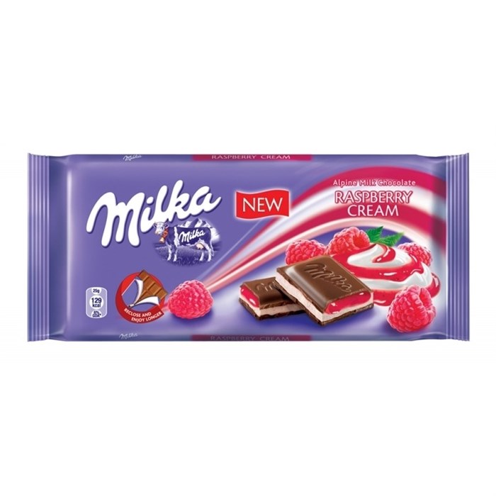 Milka Raspberry Creme плитка шоколада милка с малиновым кремом 100 гр - фото 35445