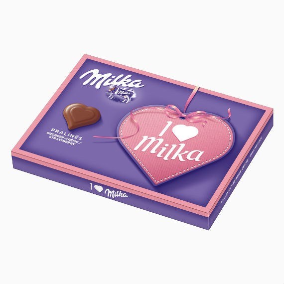 Milka I Love Pralines Strawberry Creme коробка конфет клубника и крем 110 гр 598691 - фото 35805