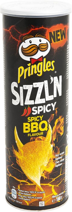 Pringles Spicy BBQ Flavour чипсы со вкусом спайси барбекю 180 гр - фото 36084