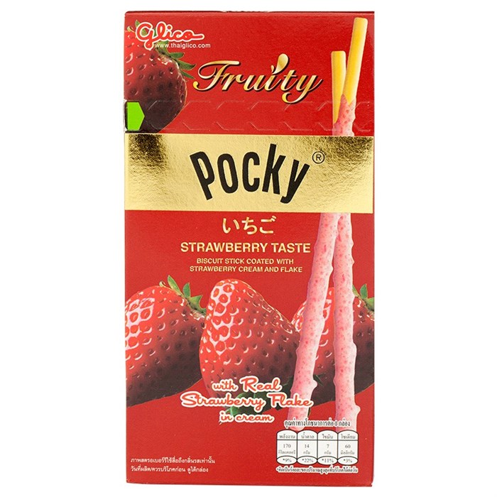 Glico Fruity Pocky Strawberry палочки печенье шоколад клубника 35 гр 94718 - фото 36641