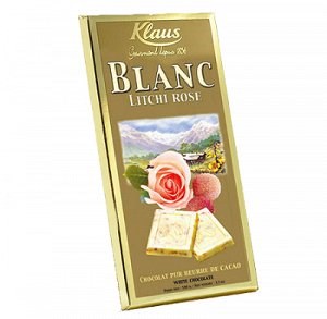 Klaus Noir шоколад белый с личи и розой 100 гр - фото 36647