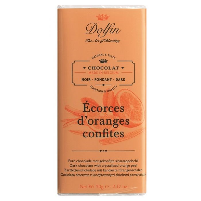 Dolfin Noir aux Ecorces d'Oranges Confites темный шоколад с апельсиновой цедрой 70 гр - фото 36668