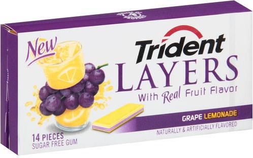 Trident Layers Grape Lemonade жевательная резинка со вкусом винограда с лимонадом 29,8 гр - фото 38054