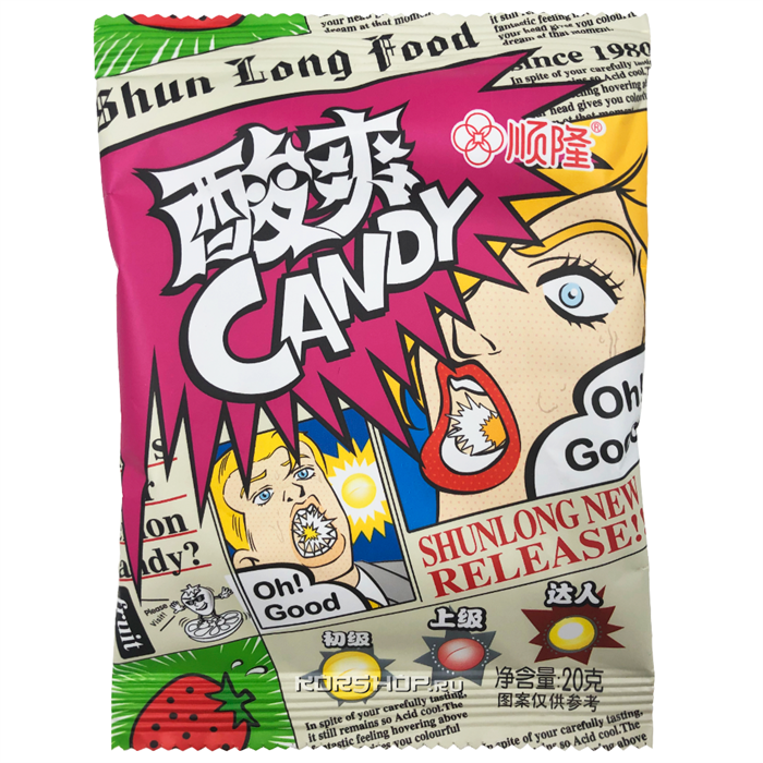 Shun Long Food конфеты жевательные со вкусом клубники 20 гр - фото 38219