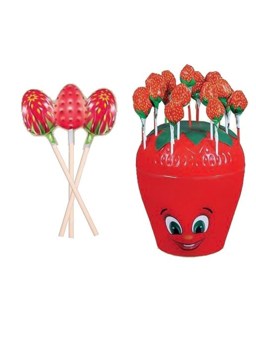 Strawberry Candy Stand карамель на палочке клубничка в клубничке 14 гр - фото 38229
