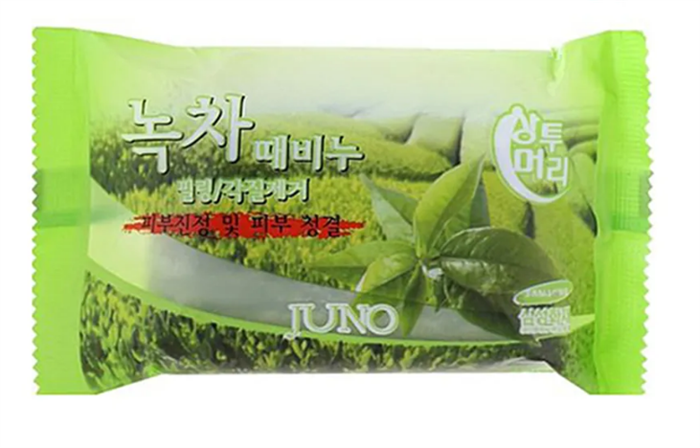 JUNO Мыло с отшелушивающим эффектом с зеленым чаем 150 гр - фото 38334