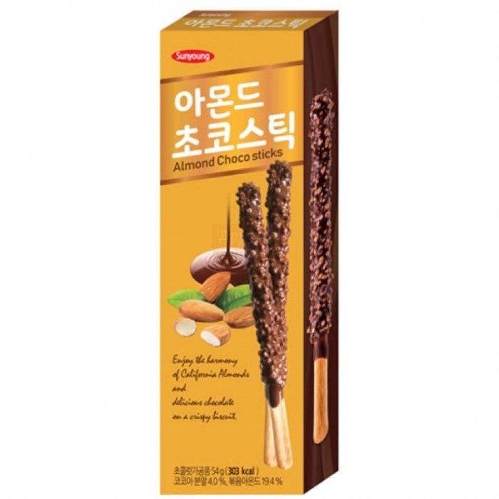 Sunyoung Almond Choco Stick палочки шоколаднфе с миндалем 54 g - фото 38343
