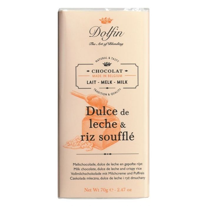 Dolfin Dulce de Leche & Riz Souffle молочный шоколад со сливками и хрустящим рисом 70 гр - фото 38593