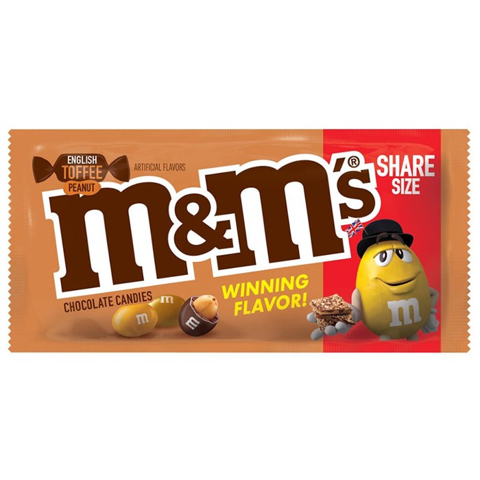 M&M's Toffee Peanut шоколадное драже со вкусом арахиса и ириски 92,7 гр - фото 38673