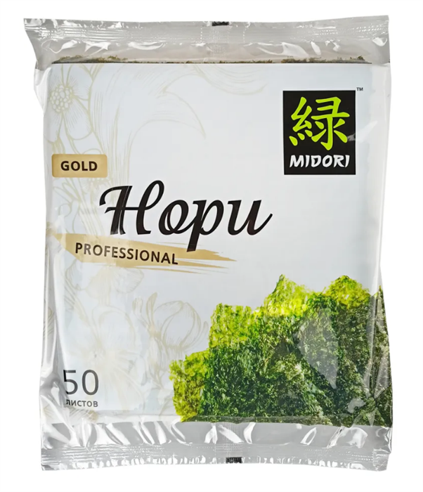 Midori Professional Gold Суши Нори ламинария жареная 50 листов 130 гр 113221 - фото 38958