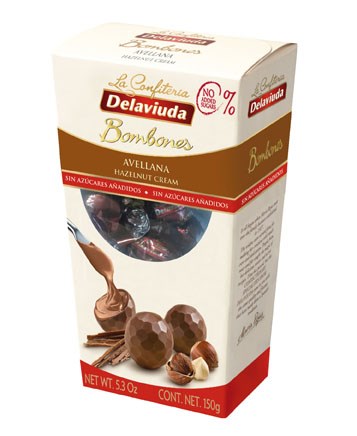Delaviuda конфеты шоколадные из молочного шоколада с фундуком без сахара 150 гр - фото 40302