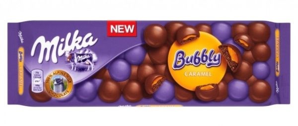 УДMIlka Bubbly плитка шоколада милка с карамелью и пористым шоколадом 300 гр 106559 - фото 40401