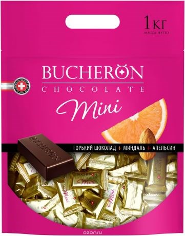 Bucheron Mini горький шоколад с миндалем и апельсином 1000 гр - фото 40425