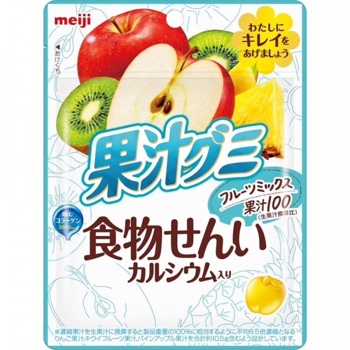 Meiji мармелад с клетчаткой фруктовое ассорти 68 гр - фото 40438