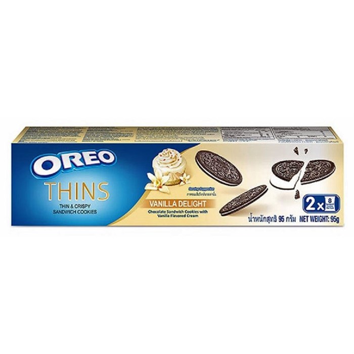 Oreo Thins Vanilla Delight тонкое печенье с ванильным вкусом 95 гр - фото 40630
