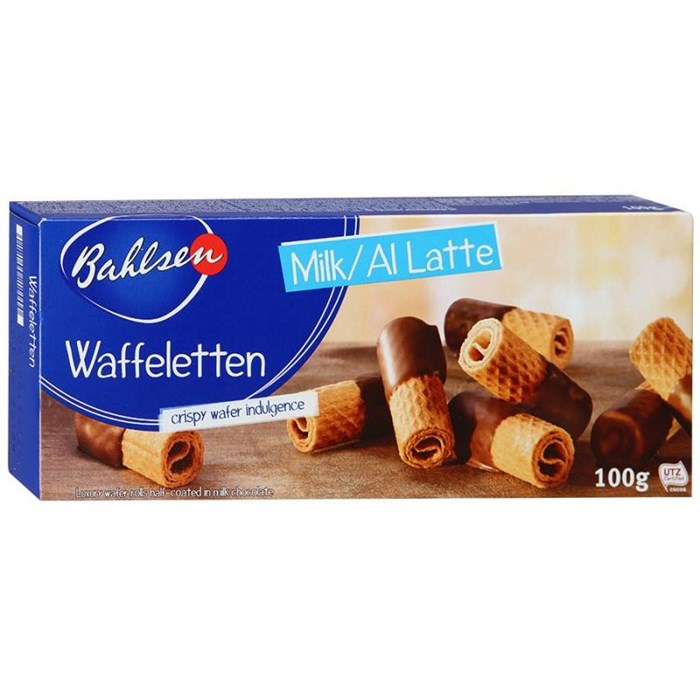 Bahlsen waffeletten milk вафельные трубочки в шоколаде 100 гр - фото 40880
