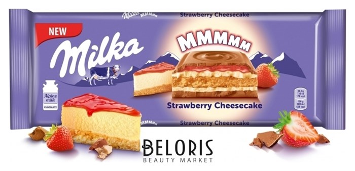 Milka Strawberry Cheesecake милка плитка шоколада 300 гр 683724 - фото 41176