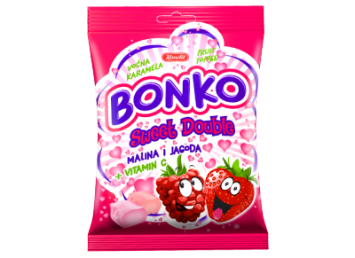 Bonko карамель жевательная двойная сладость малины и клубники 100 гр - фото 41406