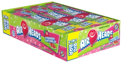 Air Heads Big Bar 2in1 Strawberry&Watermelon жев. конфета со вкусом клубники и арбуза 42,5 гр - фото 41533