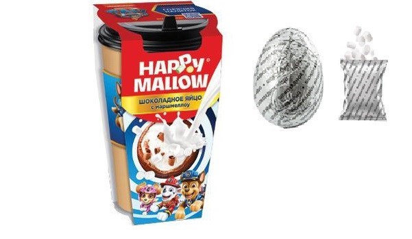 Happy Mallow Paw Patrol шоколадное яйцо с маршмеллоу щенячий патруль 70 гр - фото 41568