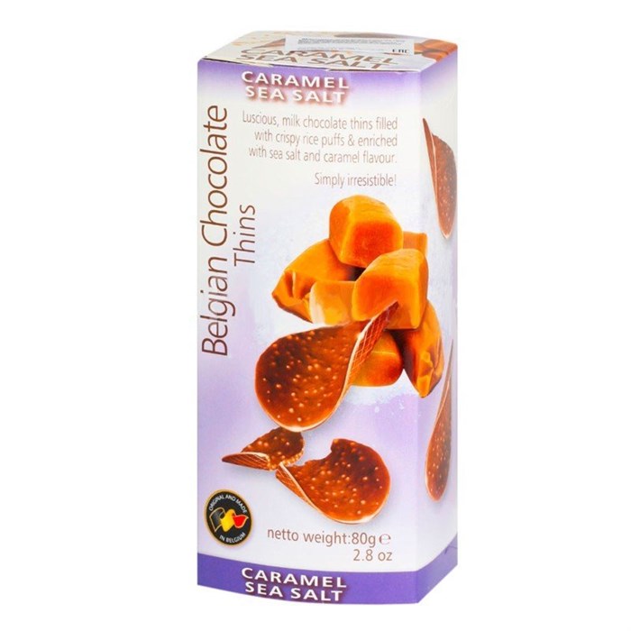 Belgian thins caramel шоколадные чипсы с карамелью 80 гр - фото 41669