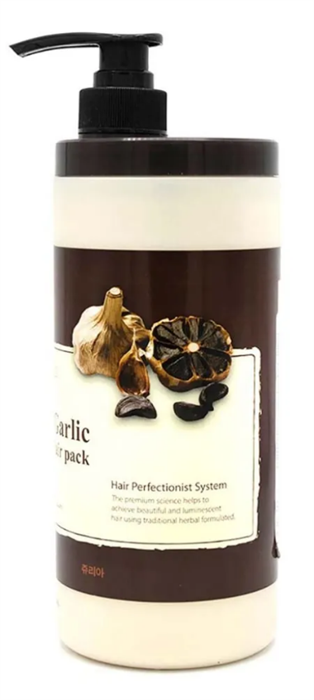 Lunaris Black Garlic Hair Pack Маска разглаживающая для поврежденных волос с черным чесноком 1000 мл - фото 41872