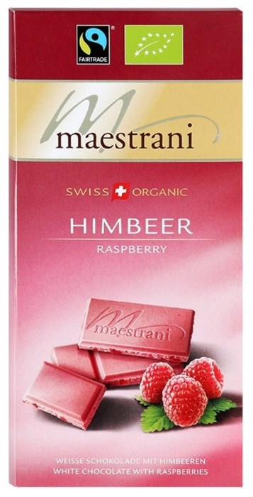 Maestrani Himbeer Raspberry белый шоколад с малиной 80 гр - фото 41892
