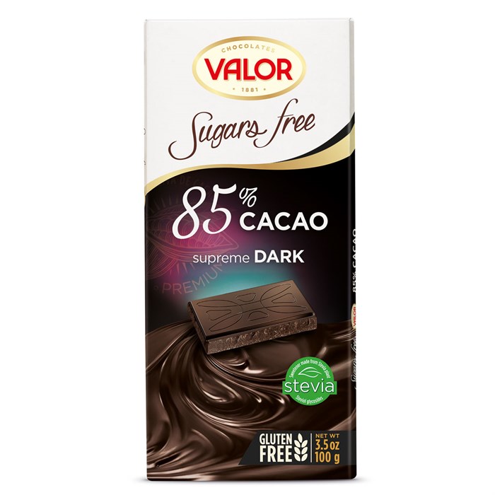 Valor Cacao Supremt Dark плитка горького шоколад без сахара 85% 100 гр - фото 42509