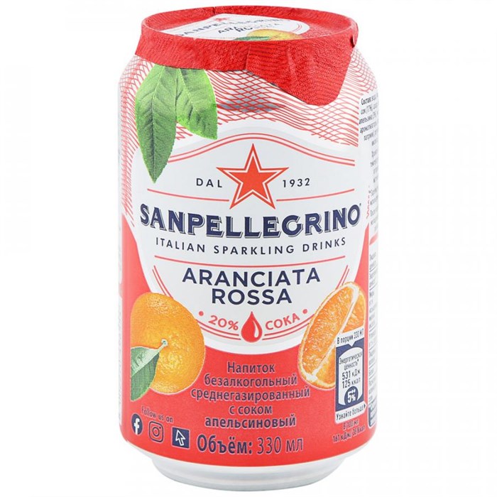 Sanpellegrino Aranciata Rossa напиток газированный Апельсин красный 330 мл - фото 42638