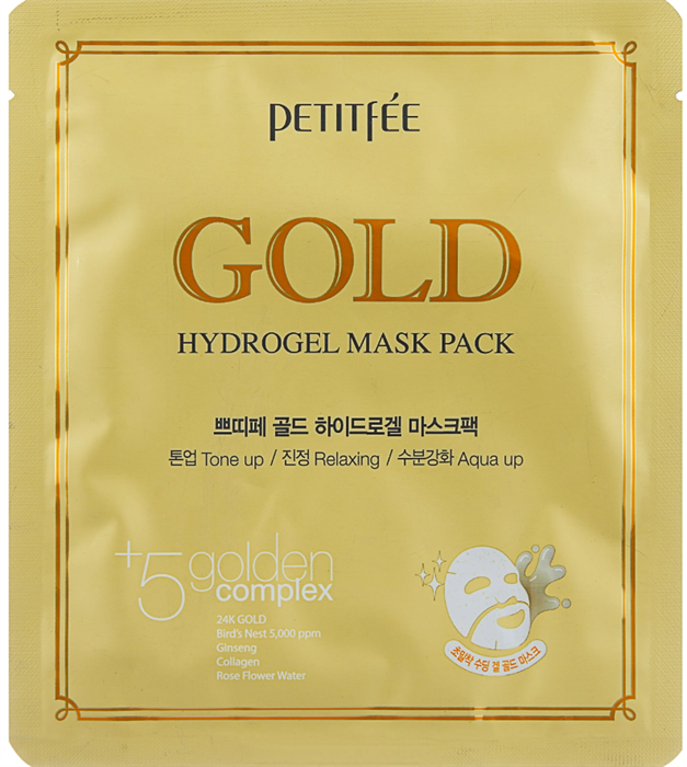 Petitfee Гидрогелевая маска для лица с золотом 32 гр - фото 42685