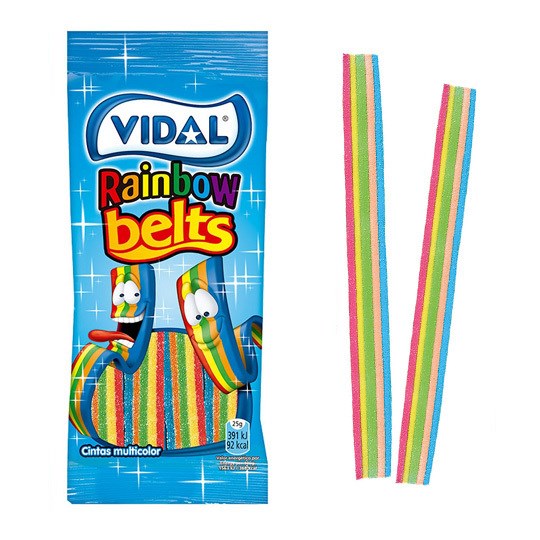 Vidal Sour Rainbow Belts мармелад жевательный стикси ремень радуга кислый 100 гр - фото 42769