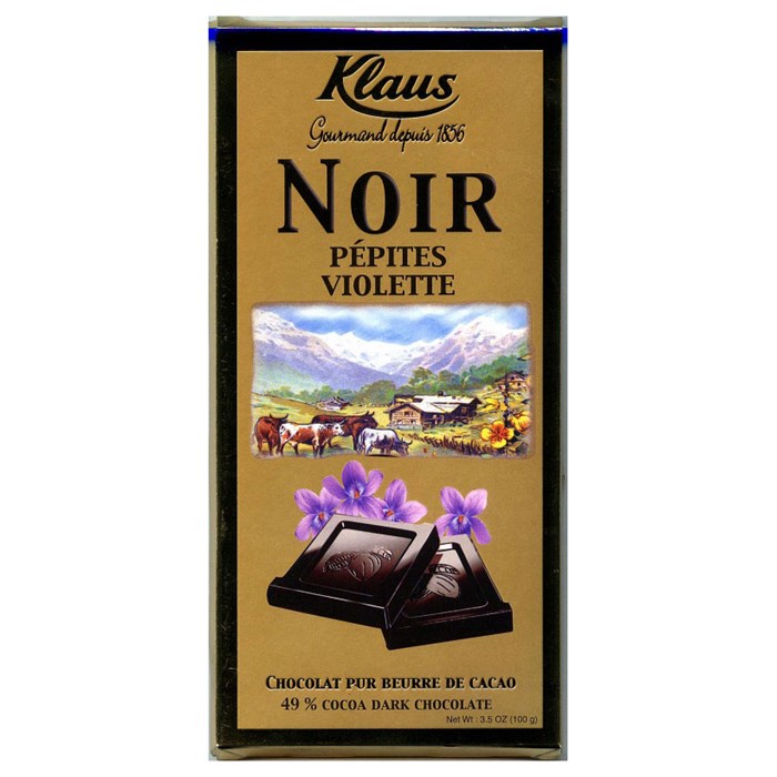 Klaus шоколад горький с кусочками фиалки 100 гр - фото 42997