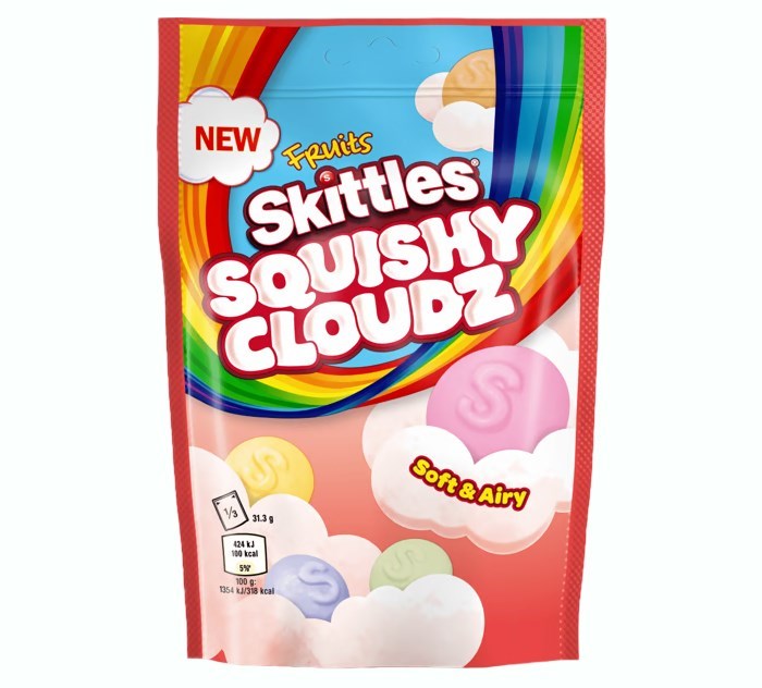 Skittles Squishy Cloud Pouch Fruits жевательные конфеты 70 гр - фото 43203