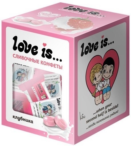 Love is сливочные конфеты со вкусом клубники 105 гр - фото 43902