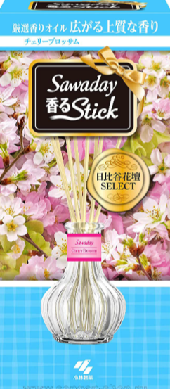 KOBAYASHI Sawaday Stick Cherry Blossom Натуральный аромадиффузор для дома флакон 70 мл 8 палочек - фото 44117