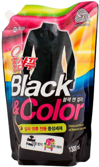 Aekyung Wool Shampoo Black & Color жидкое средство для стирки черного и цветного мягкая уп. 1000 мл - фото 44347