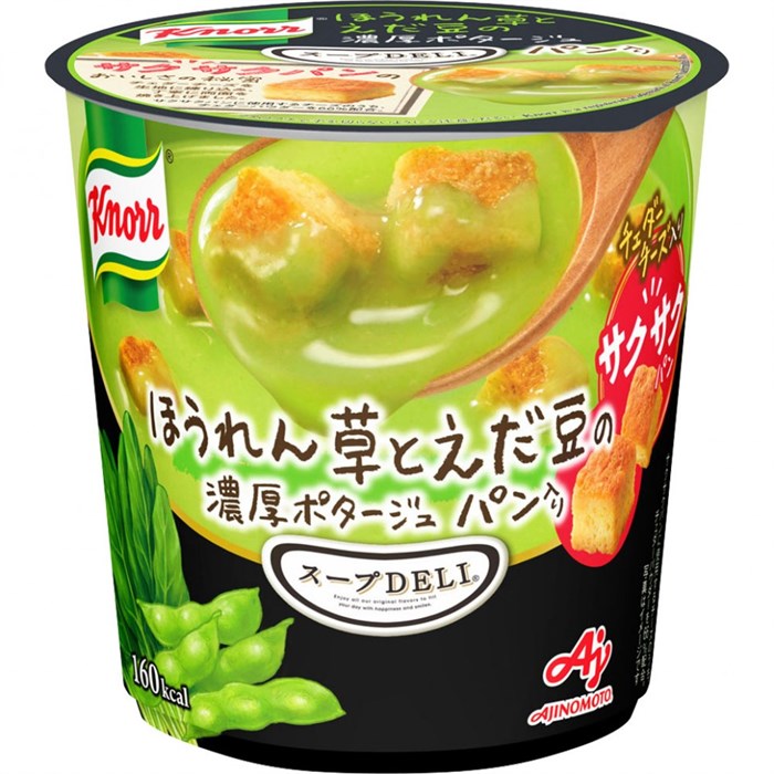 Ajinomoto Knorr суп-пюре из Шпината бобов Эдамамэ и сырн гренк стакан 33 гр - фото 44365