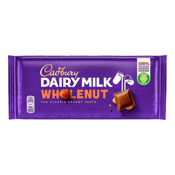 Cadbury Dairy Milk Whole Nut шоколад молочный 120 гр - фото 44432