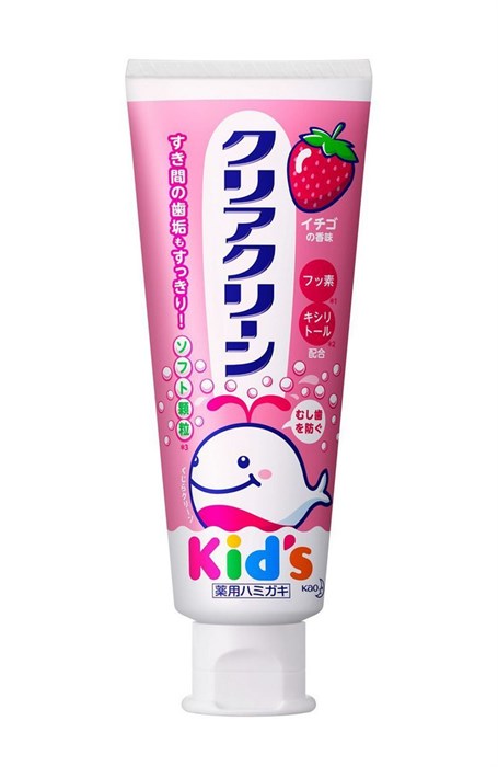 Kao Clear Clean Детская зубная паста с мягкими микрогранулами клубника 70гр - фото 45002