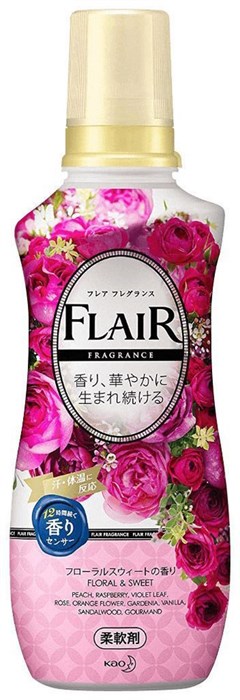 Kao Flair Fragrance Кондиционер для белья с антибак.эффект. сладкий цветоч. аромат 540мл - фото 45013