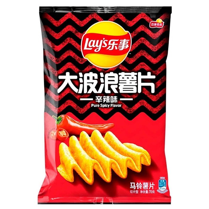 Lay's Wavy Pure Spicy чипсы Острый перец 70 гр - фото 45208
