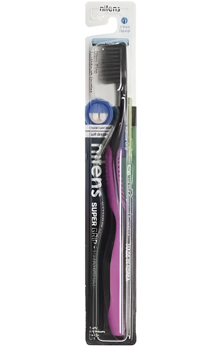Nano Charcoa Toothbrush Зубная щетка c древ-ым углем (средняя жесткость и мягкая) изогнутая ручка - фото 45549
