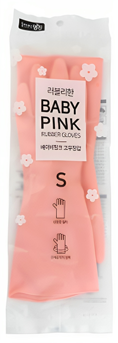 RUBBER GLOVE  MJ PINK Перчатки латексные хозяйственные розовые размер S 33см*19см - фото 45823