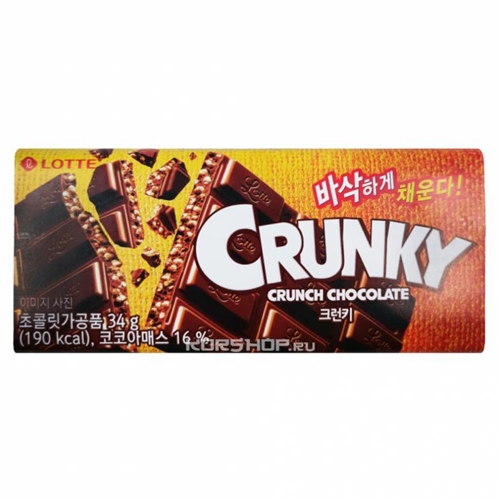 LOTTE CRUNKY CHOCOLATE хрустящий шоколад, с рисовыми хлопьями 34г 119902 - фото 46812